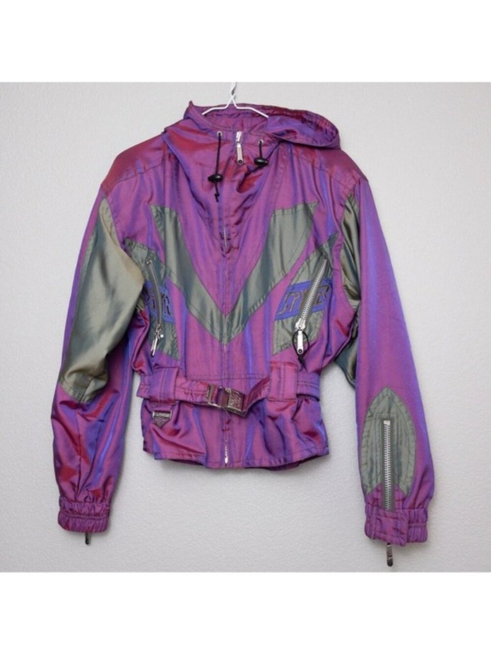 Vintage Spyder Ski Hooded Belted Jacket 6 Lite Thinsulate Zipper Softshell